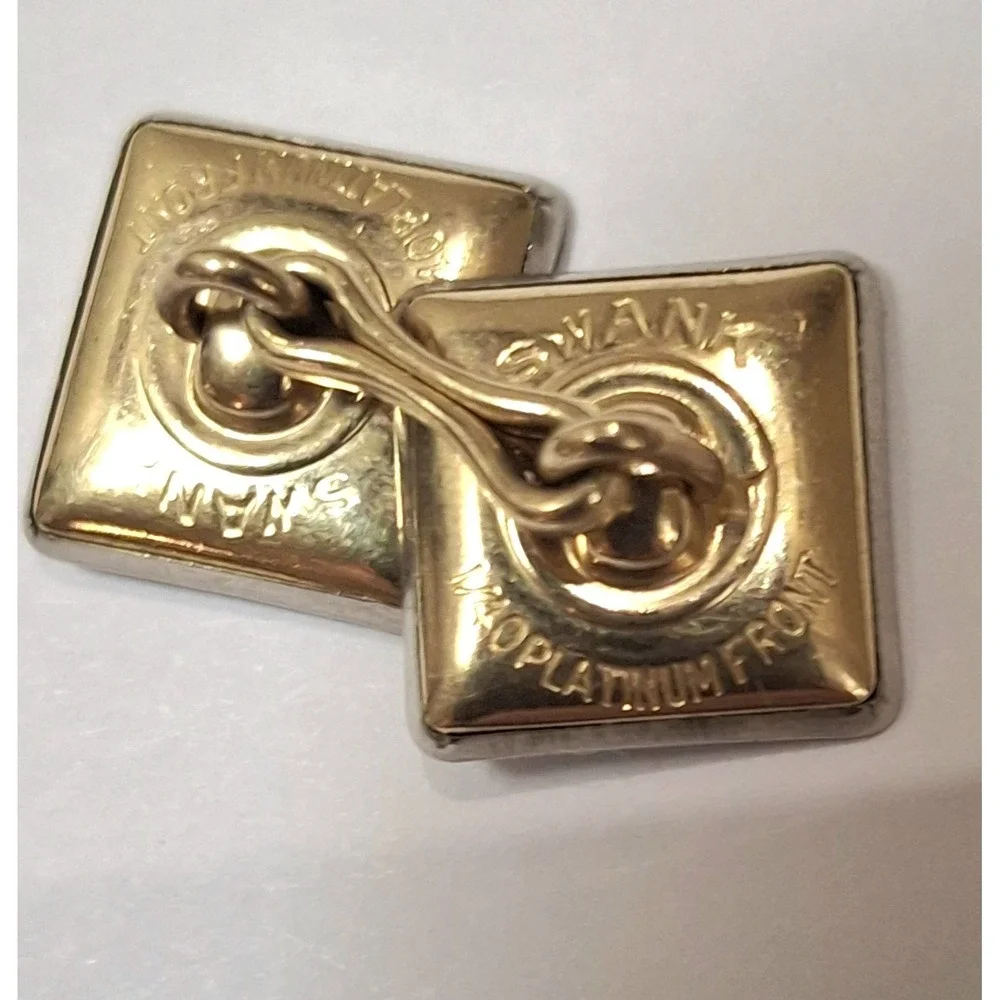 Swank 140 Platinum Front Mother Of Pearl Square Cufflinks Vintage Luxury